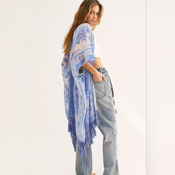 NWOT Never Worn Free People Nightbird Velvet Burnout Kimono Duster - Picture 5 of 5